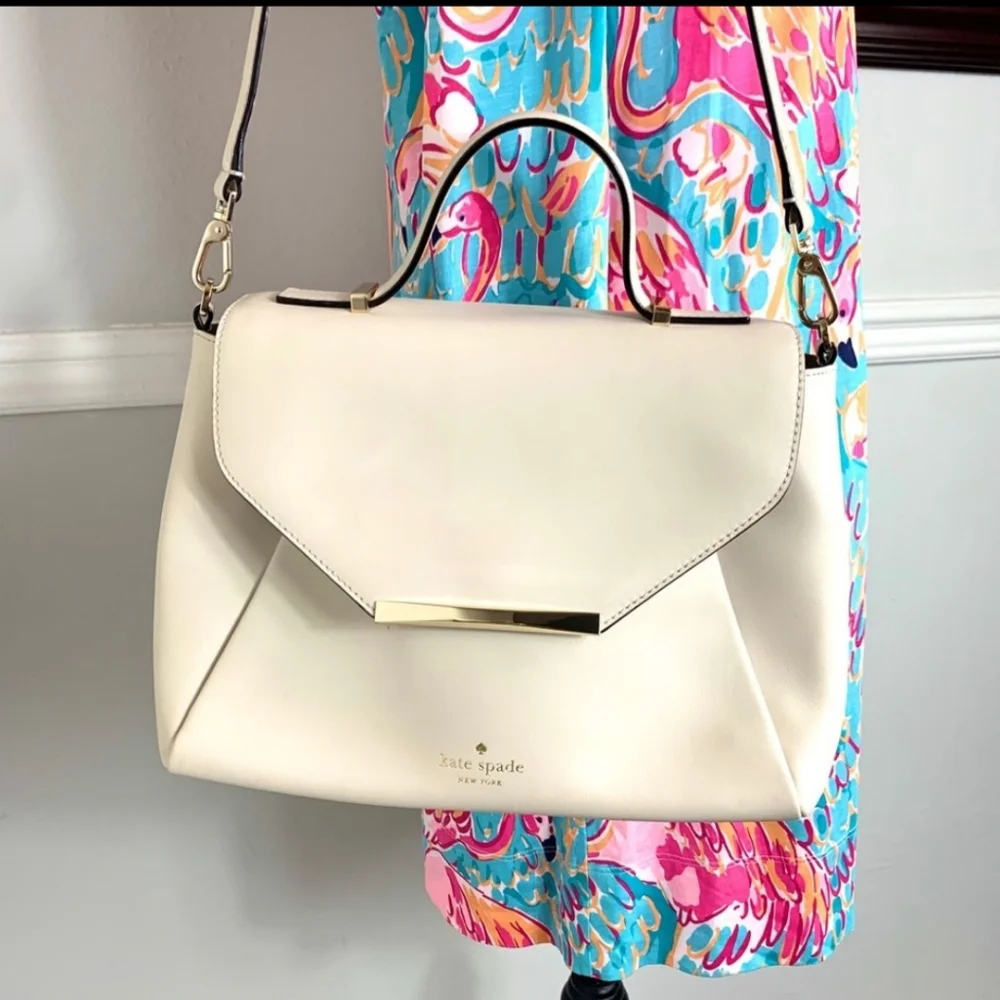 KATE SPADE CREMA DE VIE PALERMO ASTOR ROW LEATHER SATCHEL
